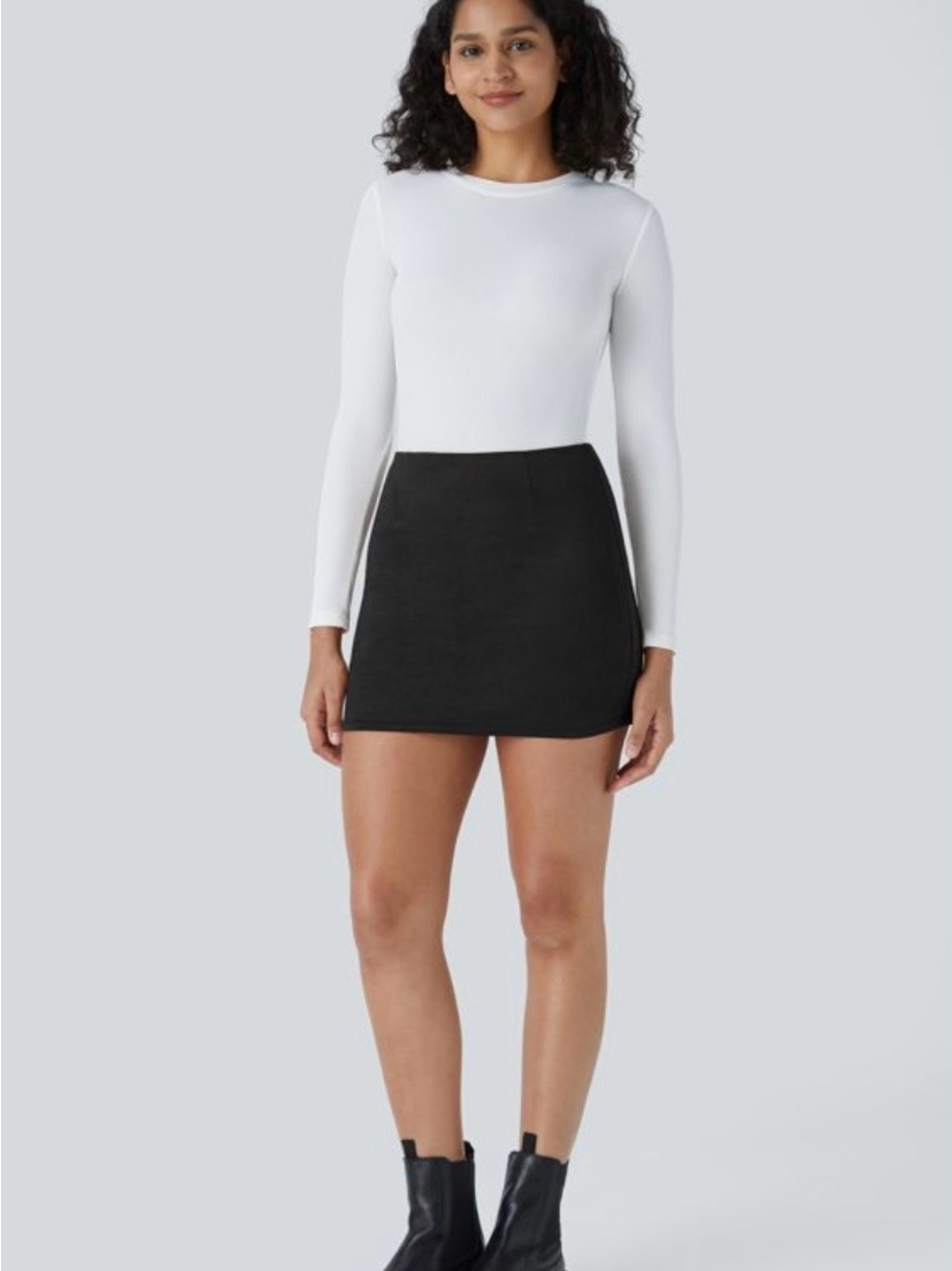 HALARA New 2-in-1 Microsuede Black Mini Skirt/Skort Size S